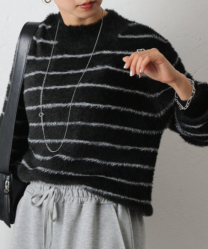 毛圈條紋針織套頭衫
