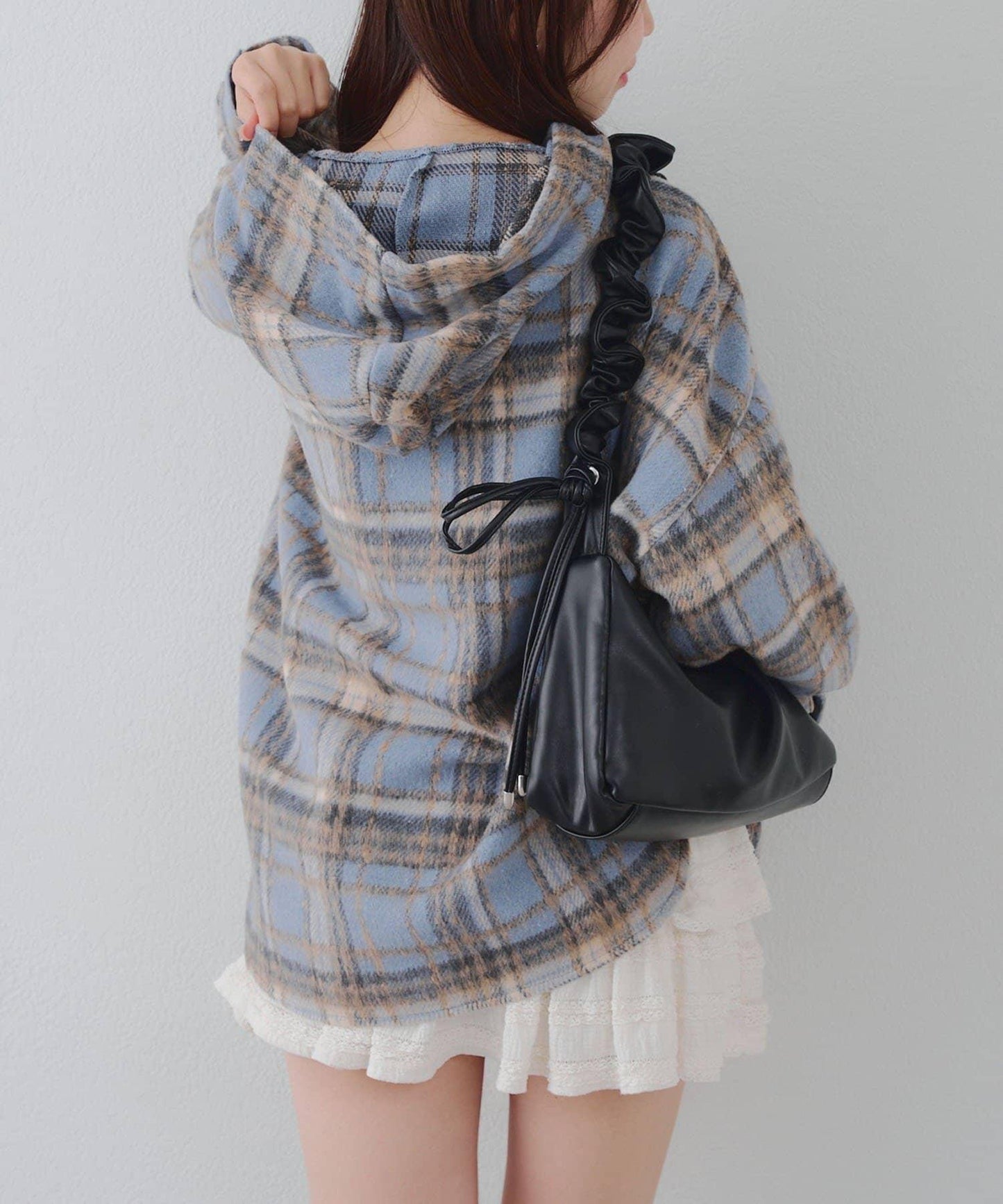 【RMAF】帶蝴蝶結格子連帽襯衫