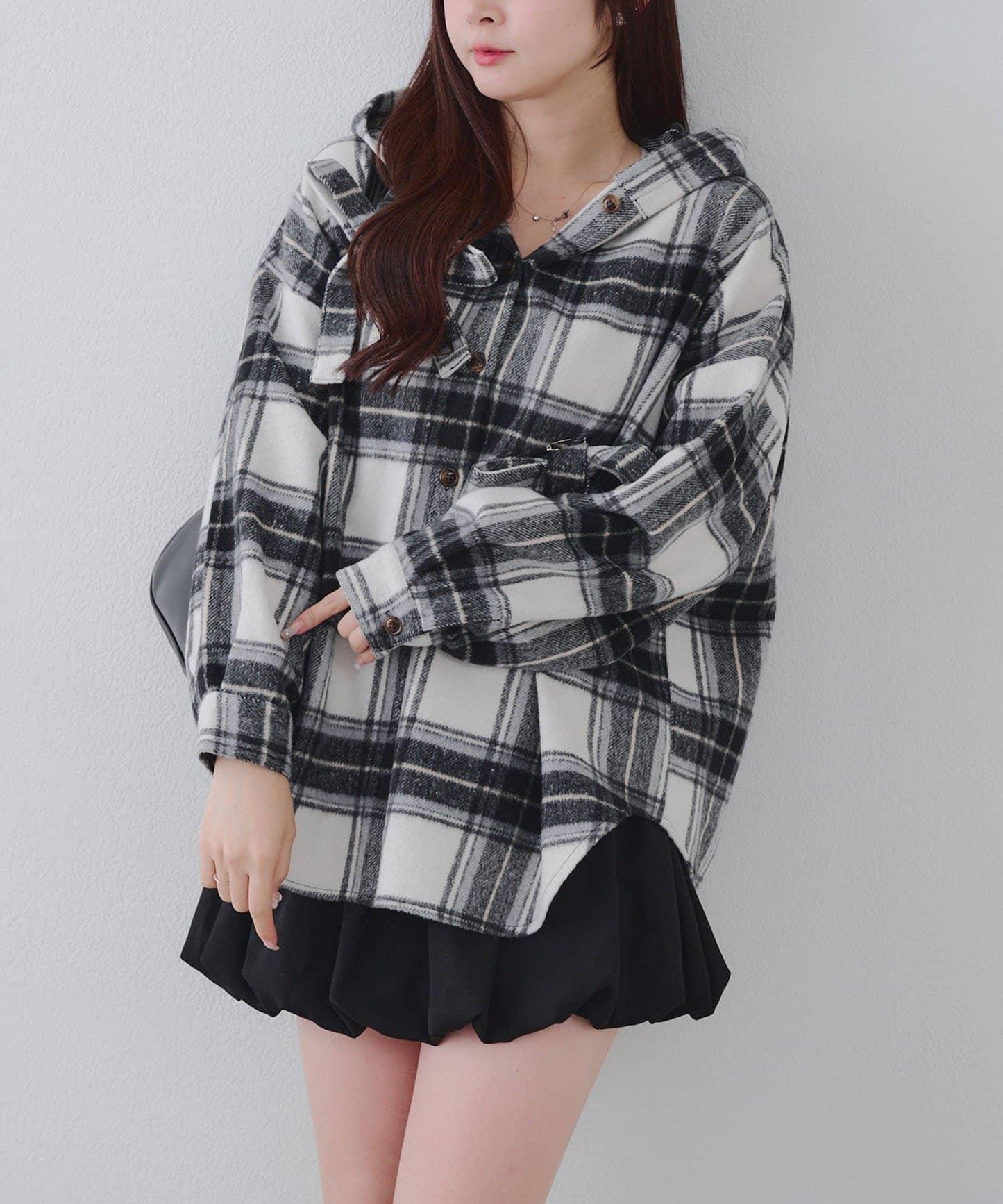 【RMAF】帶蝴蝶結格子連帽襯衫