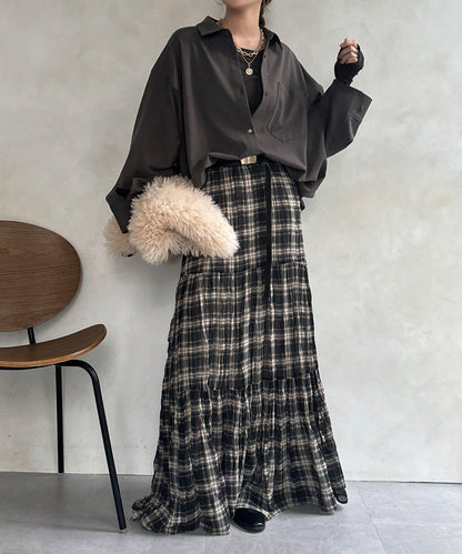 羊毛風寬鬆蝙蝠袖大襯衫