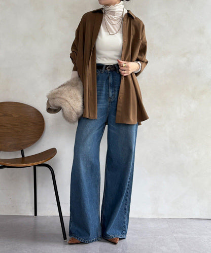 羊毛風寬鬆蝙蝠袖大襯衫