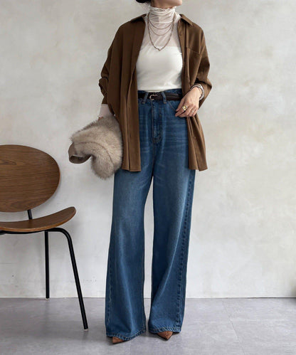 羊毛風寬鬆蝙蝠袖大襯衫