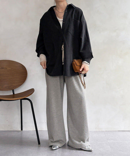 羊毛風寬鬆蝙蝠袖大襯衫