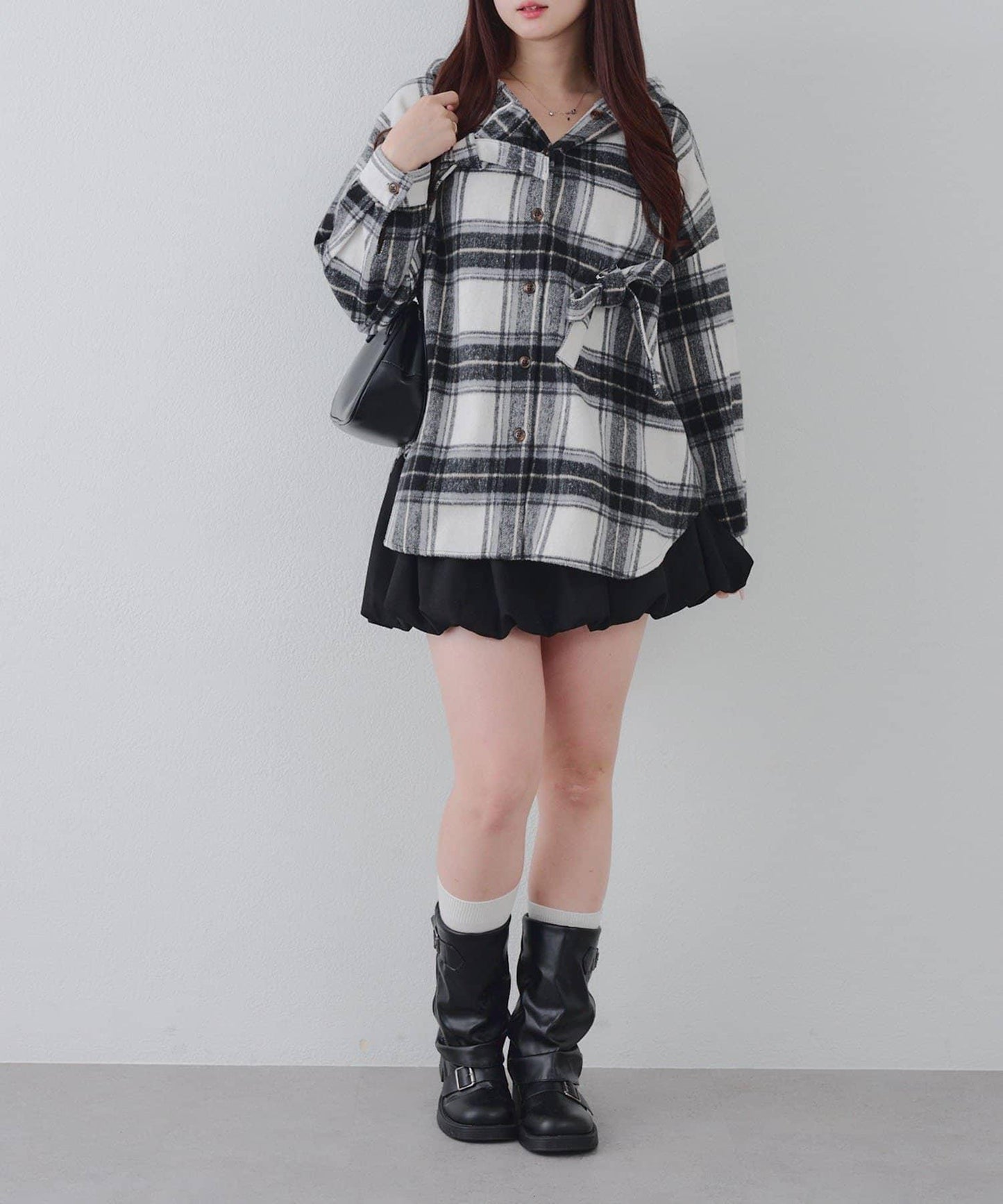 【RMAF】帶蝴蝶結格子連帽襯衫