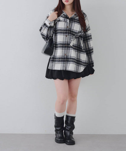 【RMAF】帶蝴蝶結格子連帽襯衫