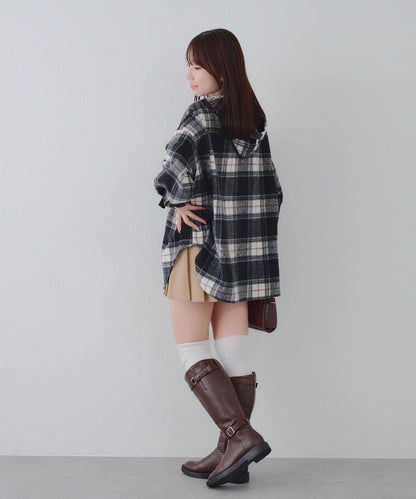 【RMAF】帶蝴蝶結格子連帽襯衫