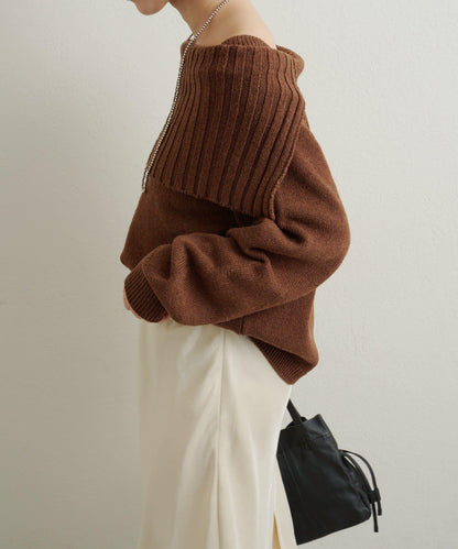 一字肩針織衫