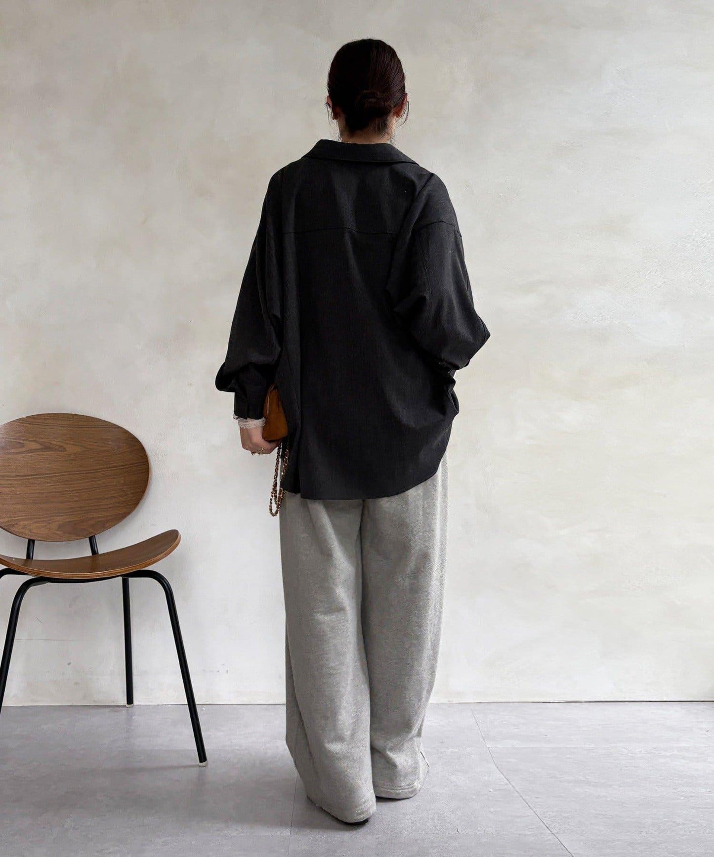 羊毛風寬鬆蝙蝠袖大襯衫