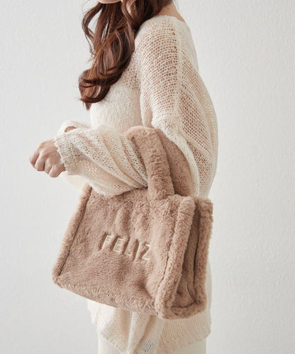 【OUTLET限定】標誌刺繡毛絨托特包