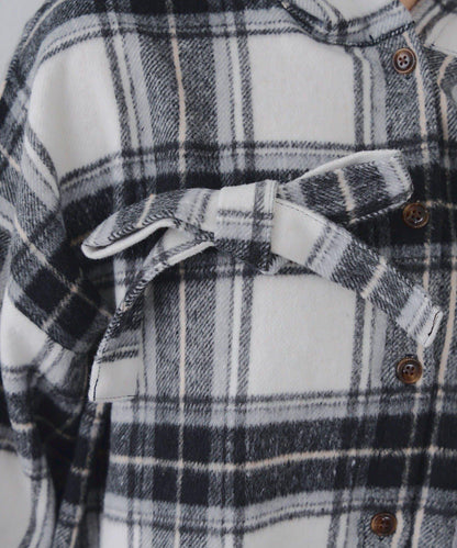 【RMAF】帶蝴蝶結格子連帽襯衫