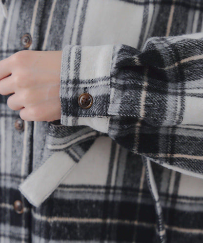 【RMAF】帶蝴蝶結格子連帽襯衫