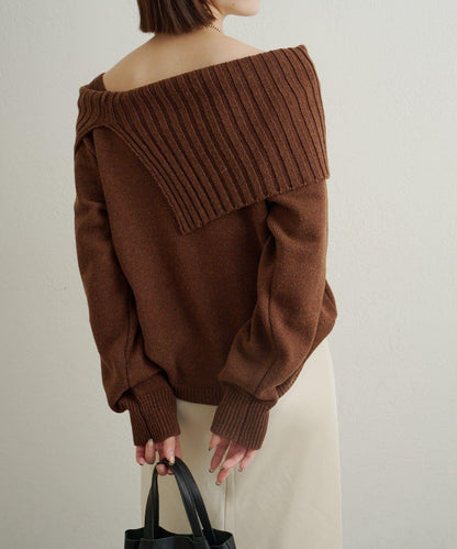 一字肩針織衫