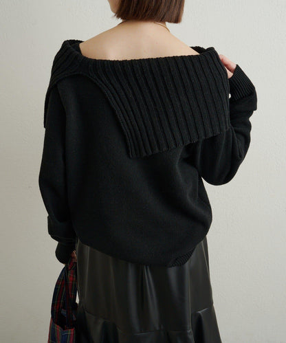 一字肩針織衫