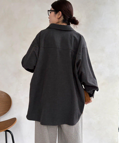 羊毛風寬鬆蝙蝠袖大襯衫