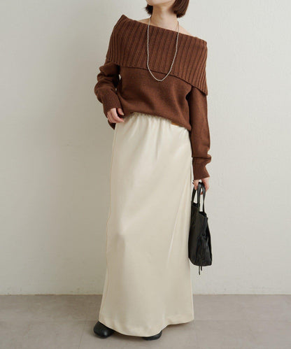 一字肩針織衫