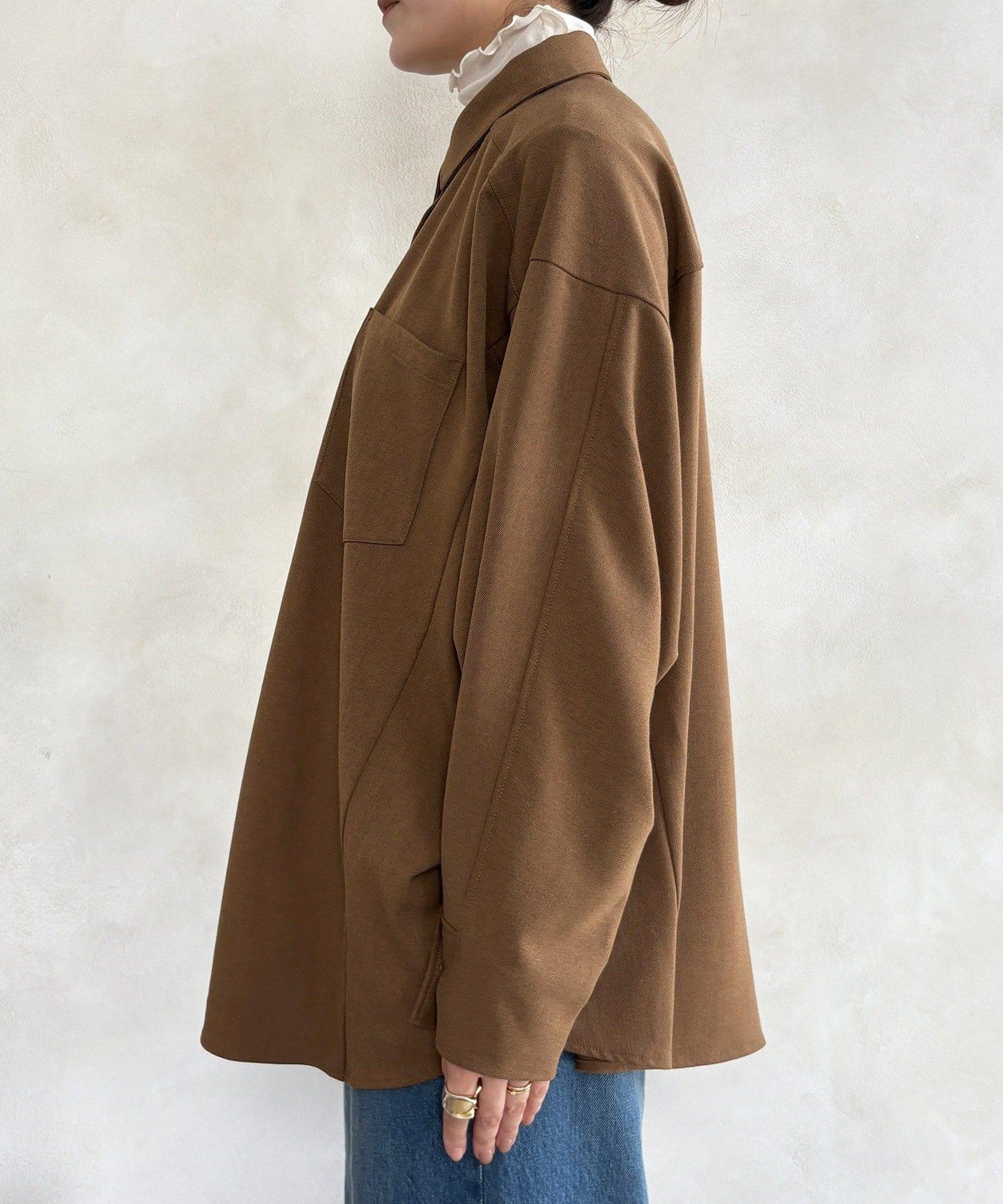 羊毛風寬鬆蝙蝠袖大襯衫