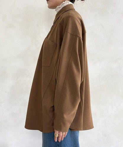 羊毛風寬鬆蝙蝠袖大襯衫