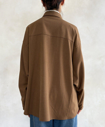 羊毛風寬鬆蝙蝠袖大襯衫