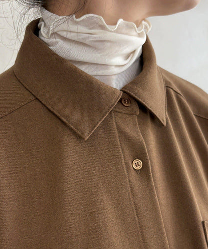 羊毛風寬鬆蝙蝠袖大襯衫