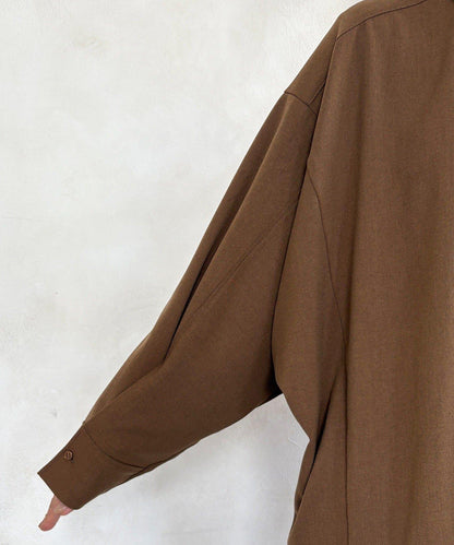 羊毛風寬鬆蝙蝠袖大襯衫