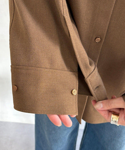 羊毛風寬鬆蝙蝠袖大襯衫