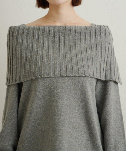 一字肩針織衫