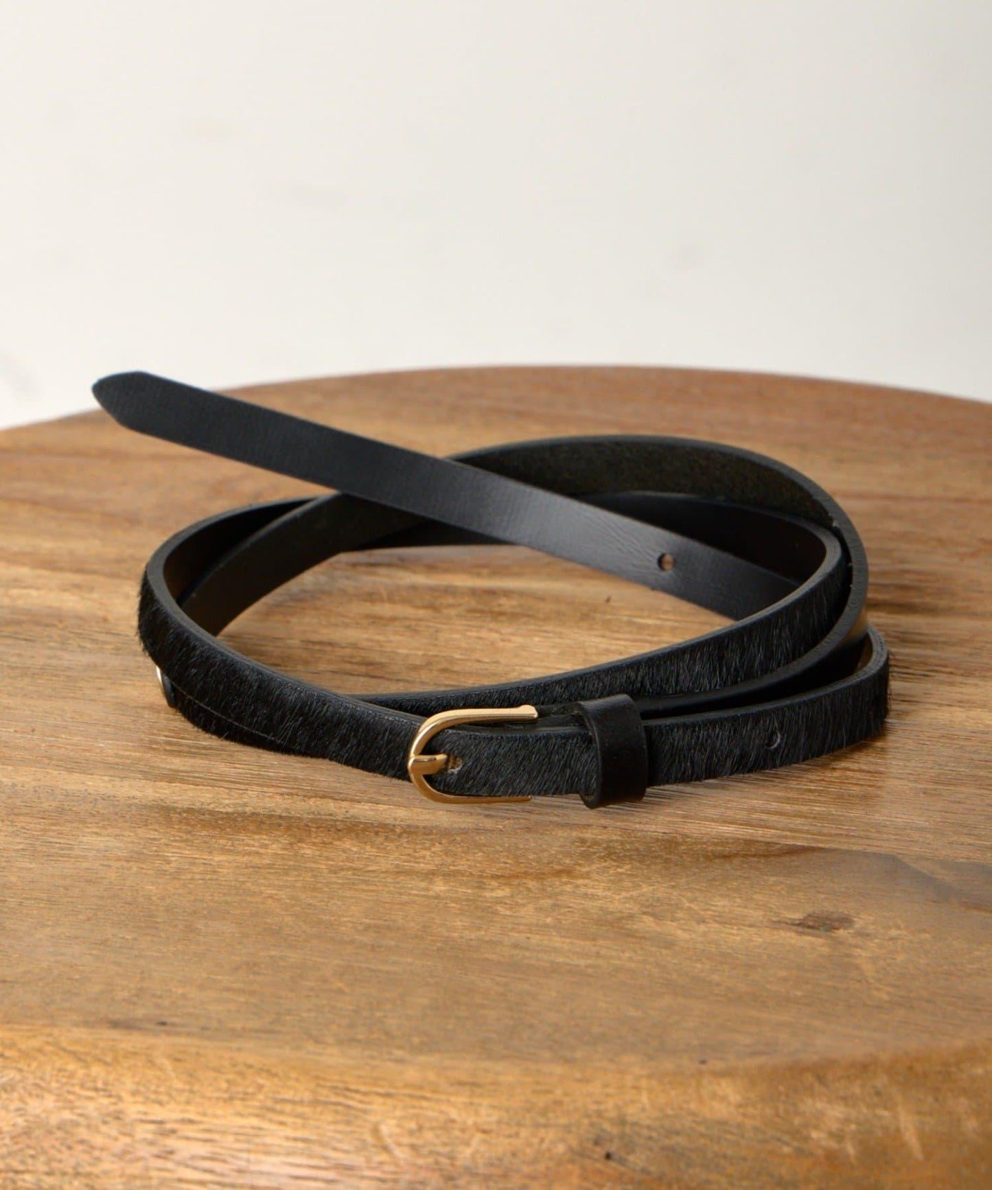 拼接小牛毛皮革腰帶