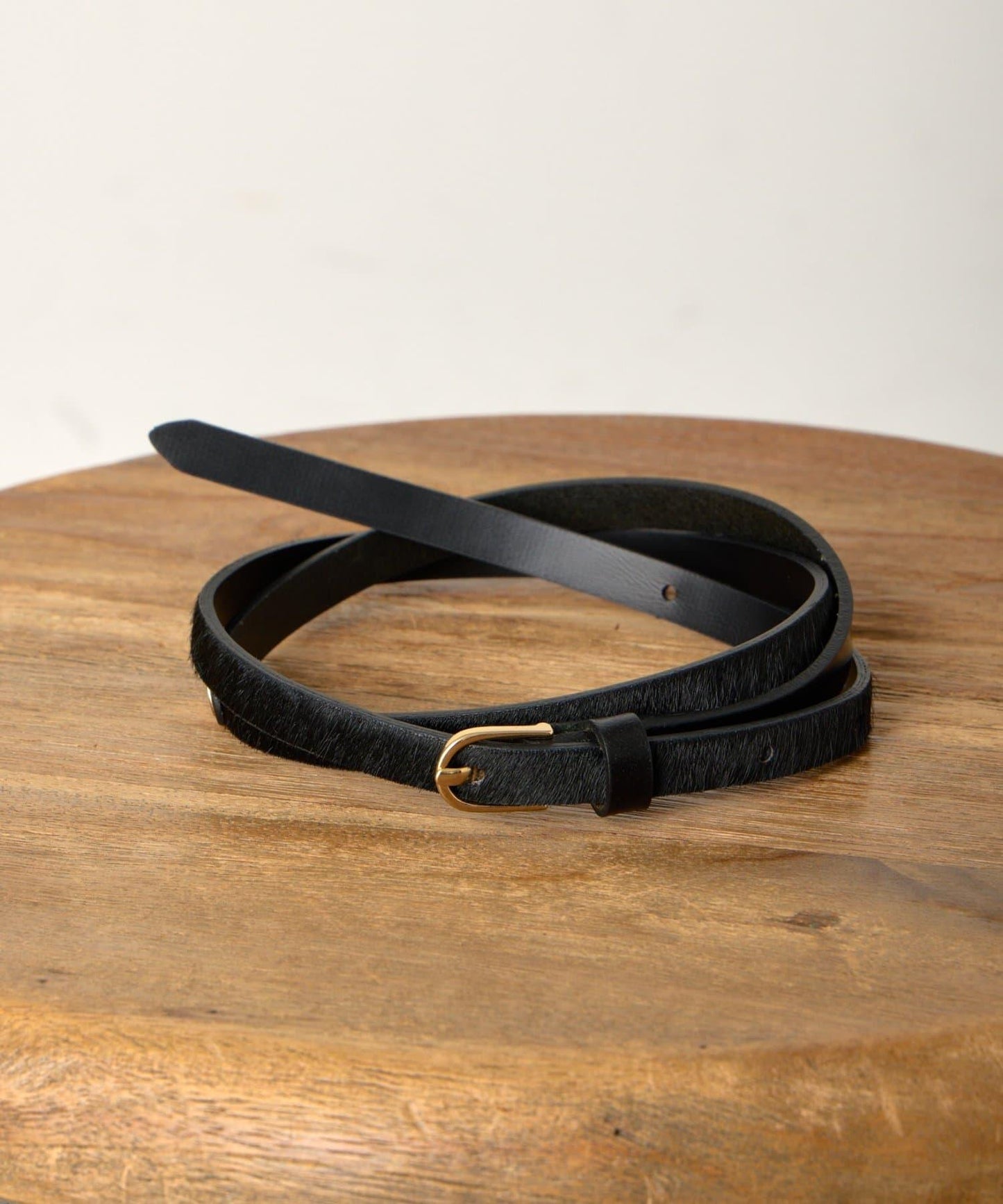 拼接小牛毛皮革腰帶