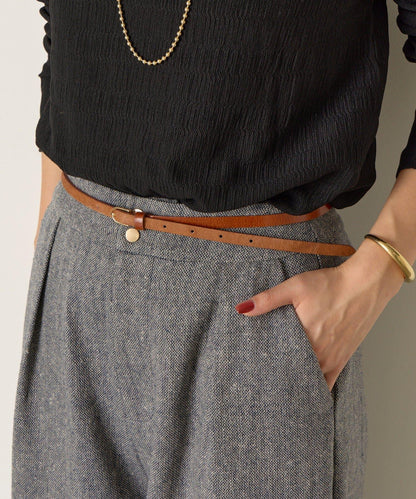 拼接小牛毛皮革腰帶