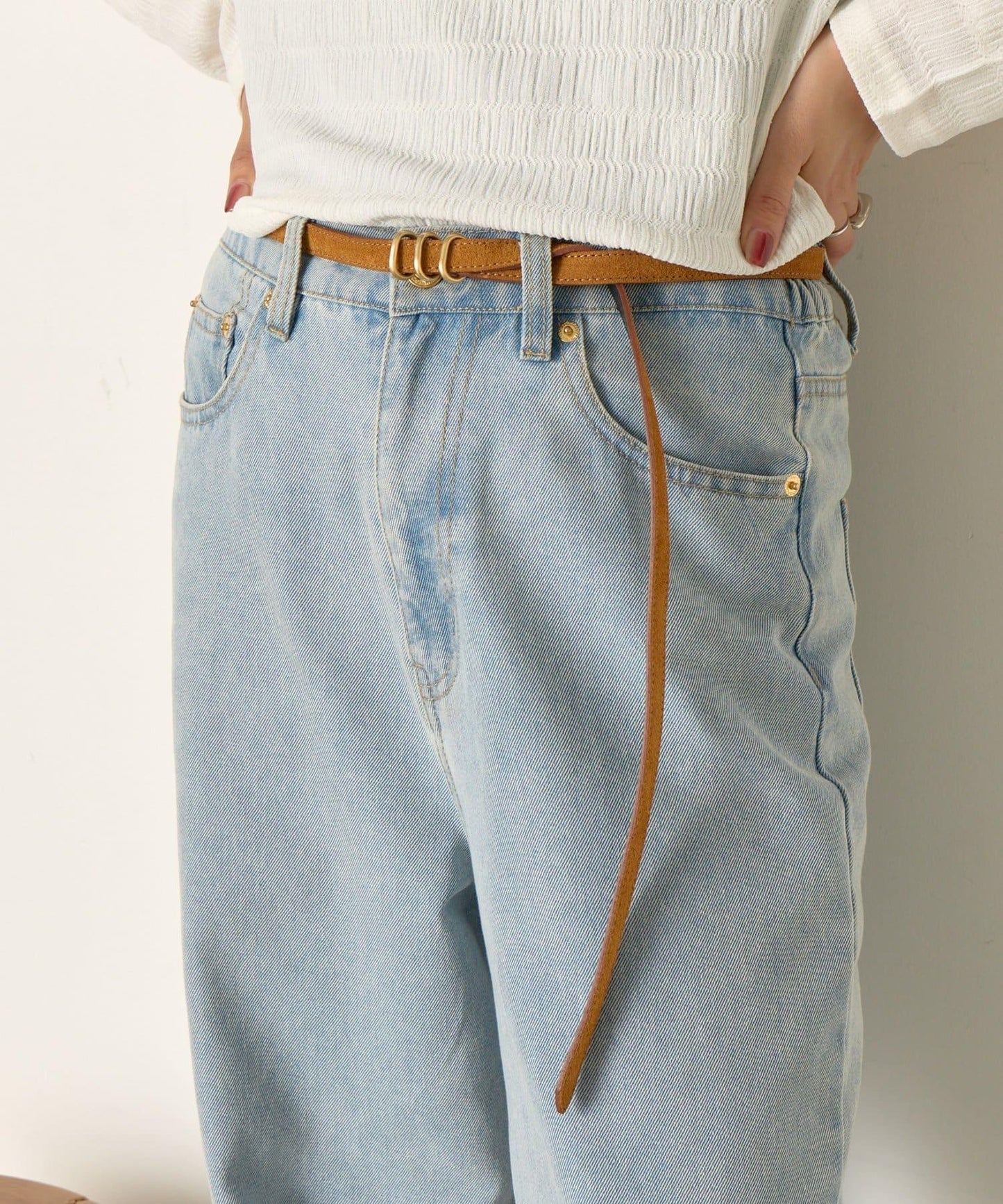 三連扣麂皮腰帶