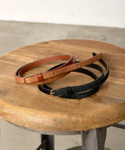 拼接小牛毛皮革腰帶