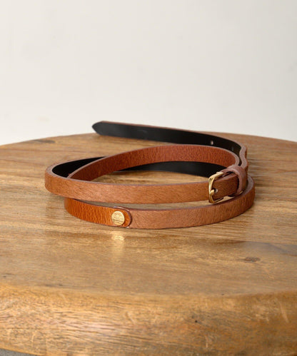 拼接小牛毛皮革腰帶