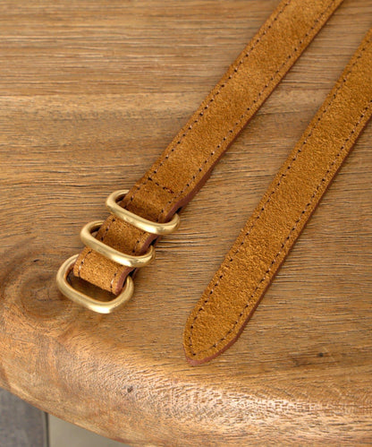 三連扣麂皮腰帶