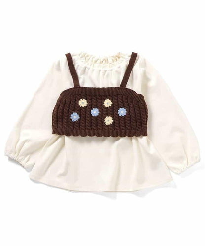 針織背心&荷葉邊內搭2件套_可機洗