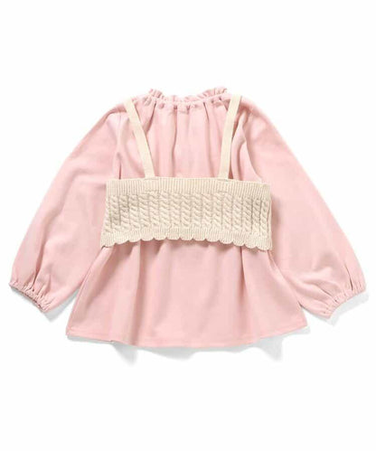 針織背心&荷葉邊內搭2件套_可機洗