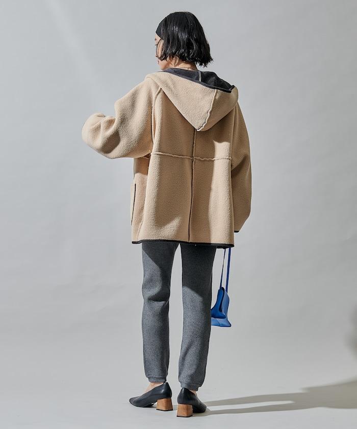 可雙面穿連帽燈芯絨羊羔絨夾克