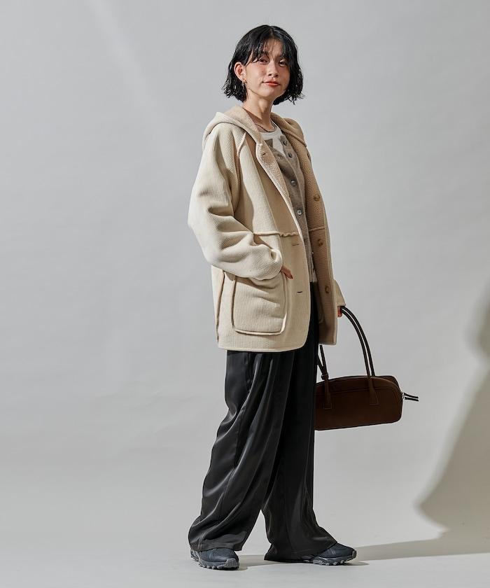 可雙面穿連帽燈芯絨羊羔絨夾克