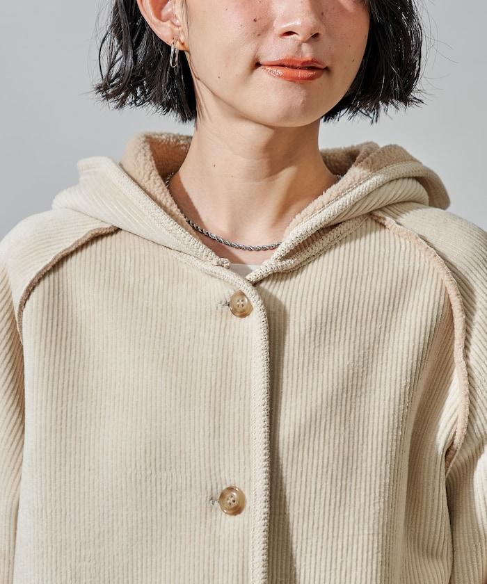 可雙面穿連帽燈芯絨羊羔絨夾克