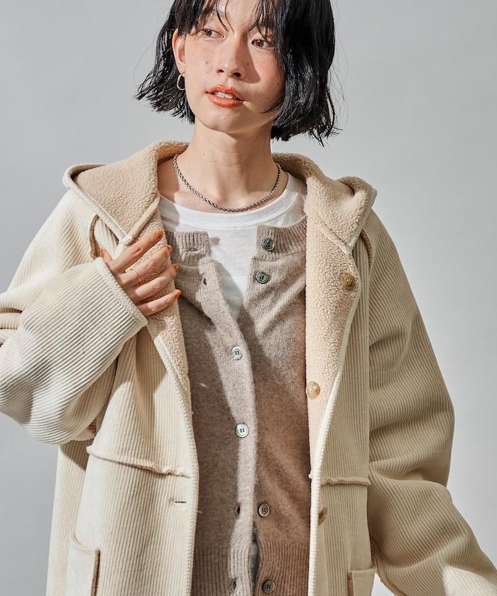 可雙面穿連帽燈芯絨羊羔絨夾克