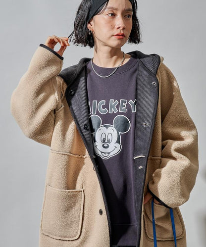 可雙面穿連帽燈芯絨羊羔絨夾克