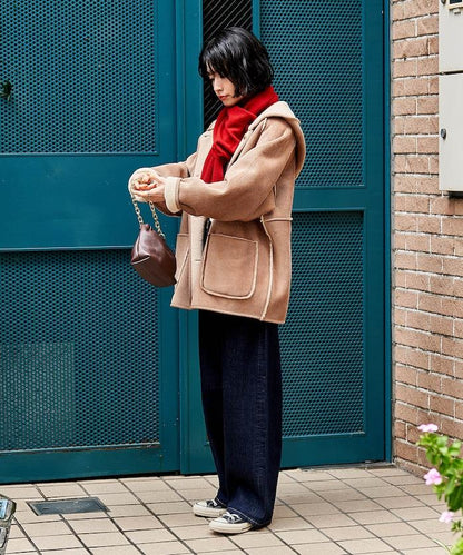 可雙面穿連帽燈芯絨羊羔絨夾克