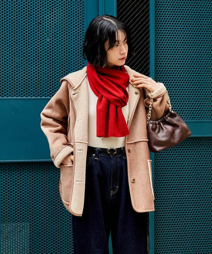 可雙面穿連帽燈芯絨羊羔絨夾克