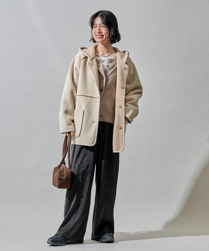 可雙面穿連帽燈芯絨羊羔絨夾克