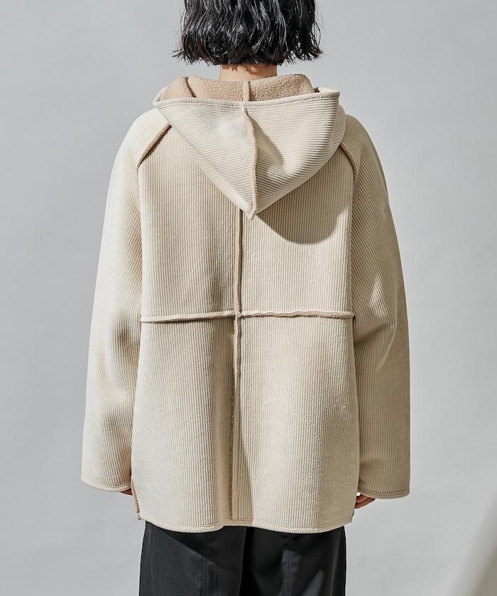 可雙面穿連帽燈芯絨羊羔絨夾克