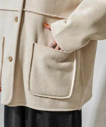 可雙面穿連帽燈芯絨羊羔絨夾克