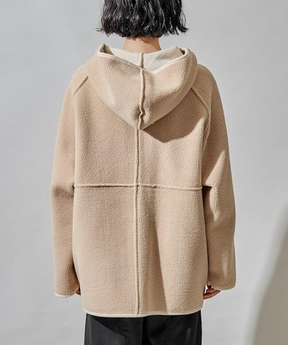 可雙面穿連帽燈芯絨羊羔絨夾克