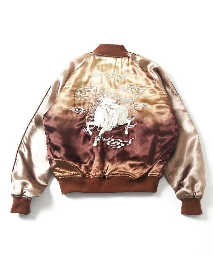 特別 Tempalay 仿舊工藝人造絲緞面棒球夾克