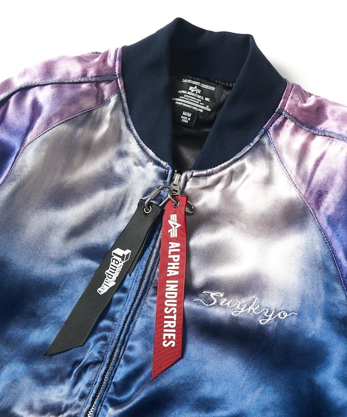 特別 Tempalay 仿舊工藝人造絲緞面棒球夾克