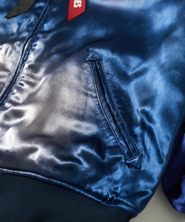 特別 Tempalay 仿舊工藝人造絲緞面棒球夾克