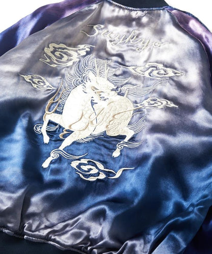 特別 Tempalay 仿舊工藝人造絲緞面棒球夾克